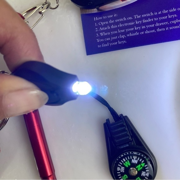Water Bottle Pocket Key Finder Whistle Flashlight Compass - Picture 3 of 9